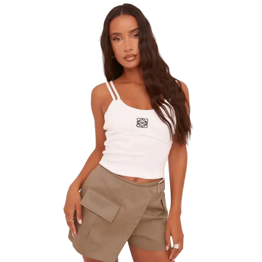 Dames Double Strap Camisole Top Crop