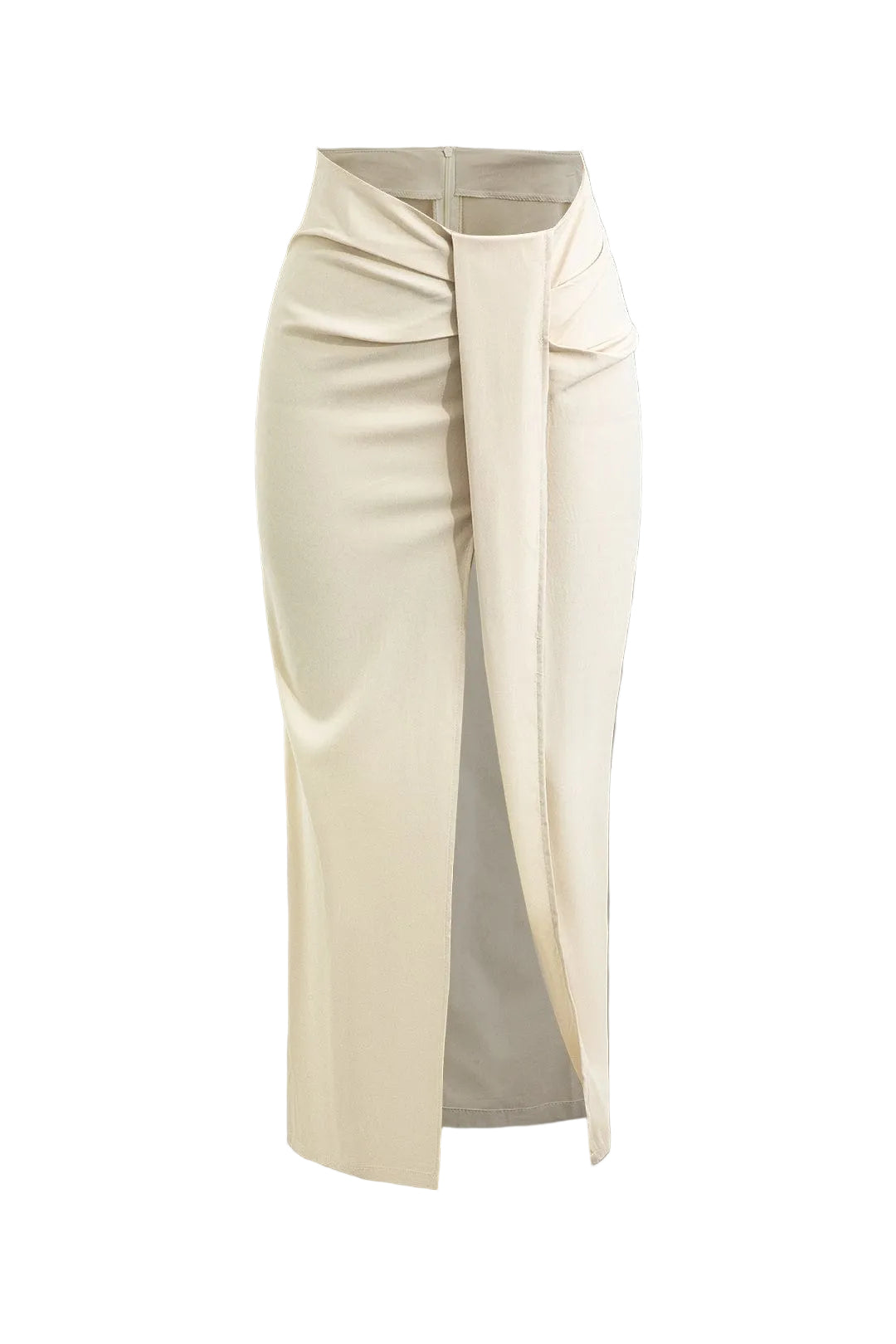 Dames Draped Midi Rok met Split Hoge Taille