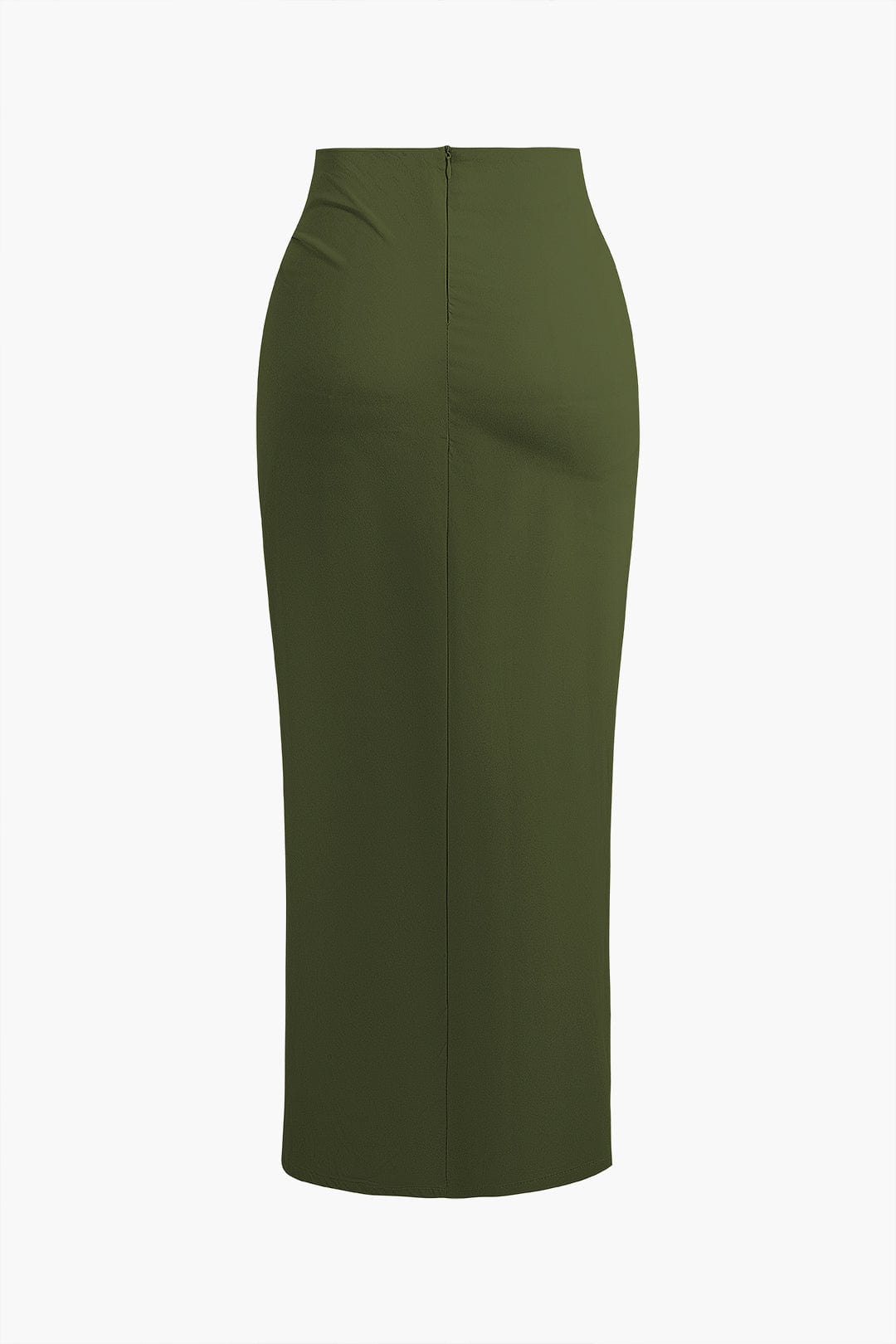 Dames Draped Midi Rok met Split Hoge Taille