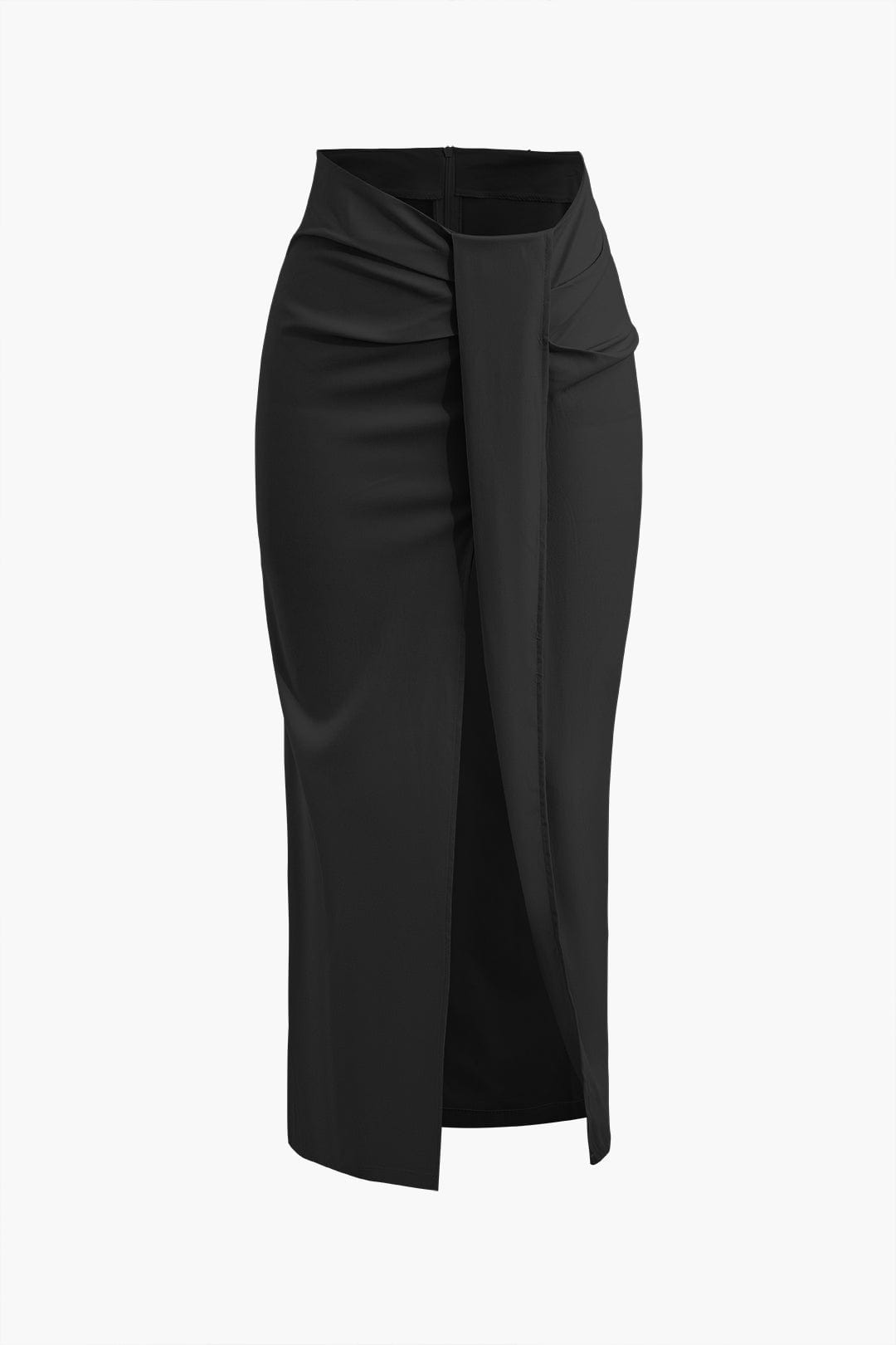 Dames Draped Midi Rok met Split Hoge Taille