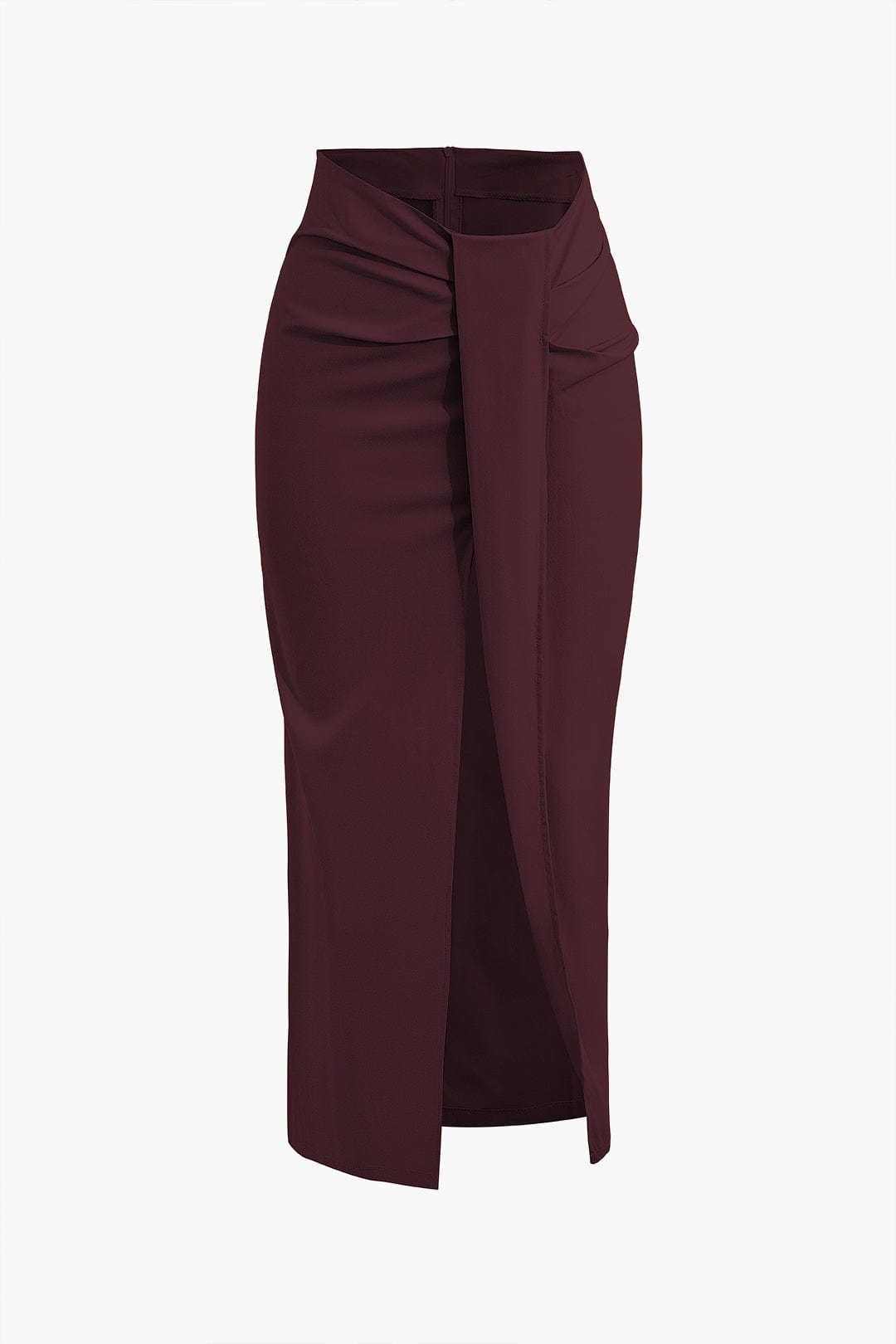 Dames Draped Midi Rok met Split Hoge Taille