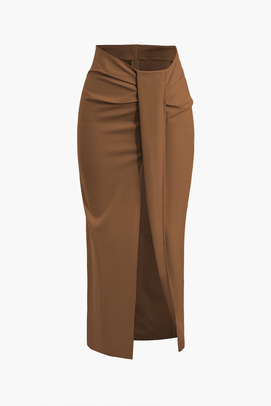 Dames Draped Midi Rok met Split Hoge Taille