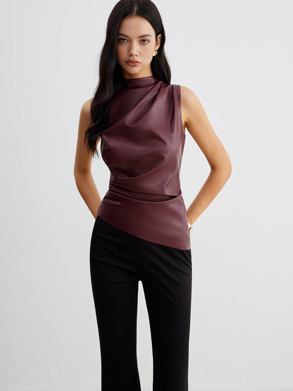 Dames Draped Top Mock Neck