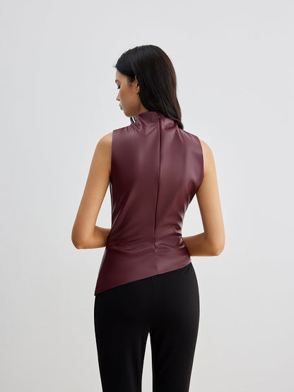 Dames Draped Top Mock Neck
