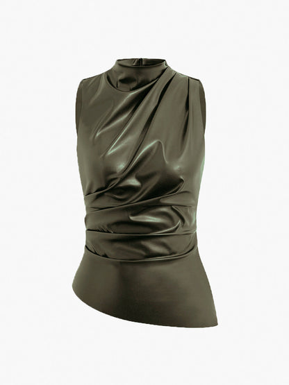 Dames Draped Top Mock Neck