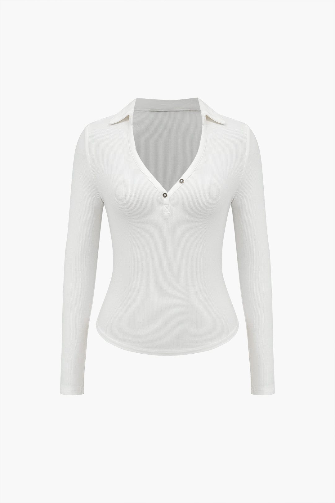 Dames Fitted V Hals  Lange Mouw Top