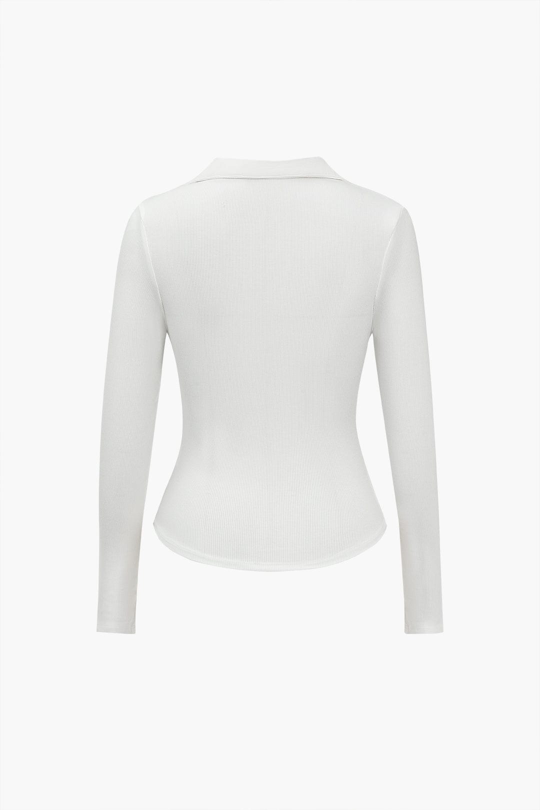 Dames Fitted V Hals  Lange Mouw Top