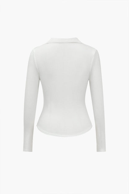 Dames Fitted V Hals  Lange Mouw Top