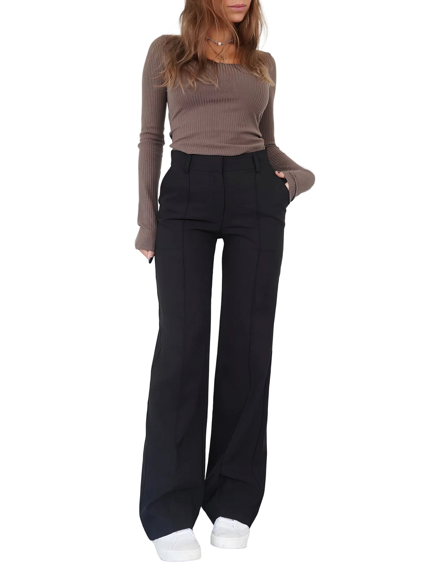 Dames Flared Pantalon High Waist Wide Leg