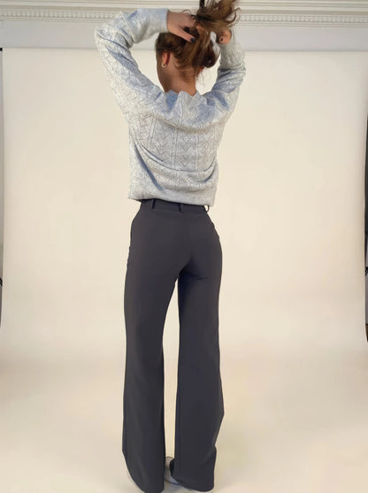 Dames Flared Pantalon Hoge Taille Persvouw