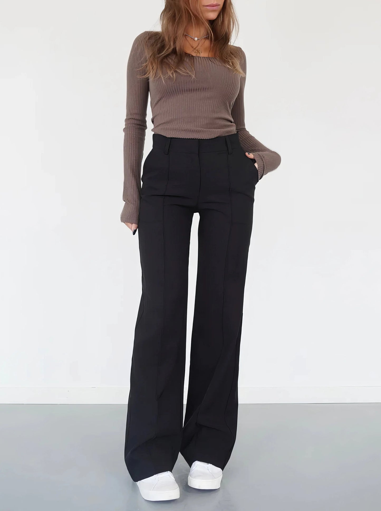 Dames Flared Pantalon Hoge Taille Persvouw