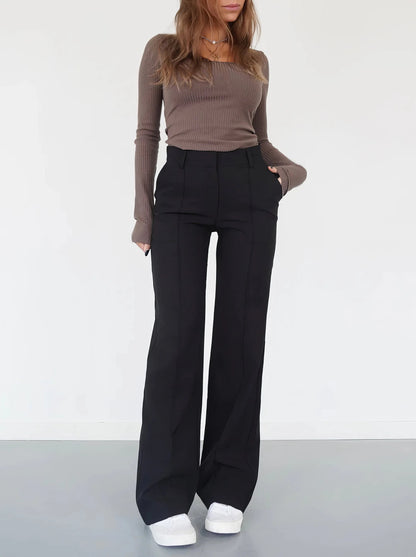 Dames Flared Pantalon Hoge Taille Persvouw