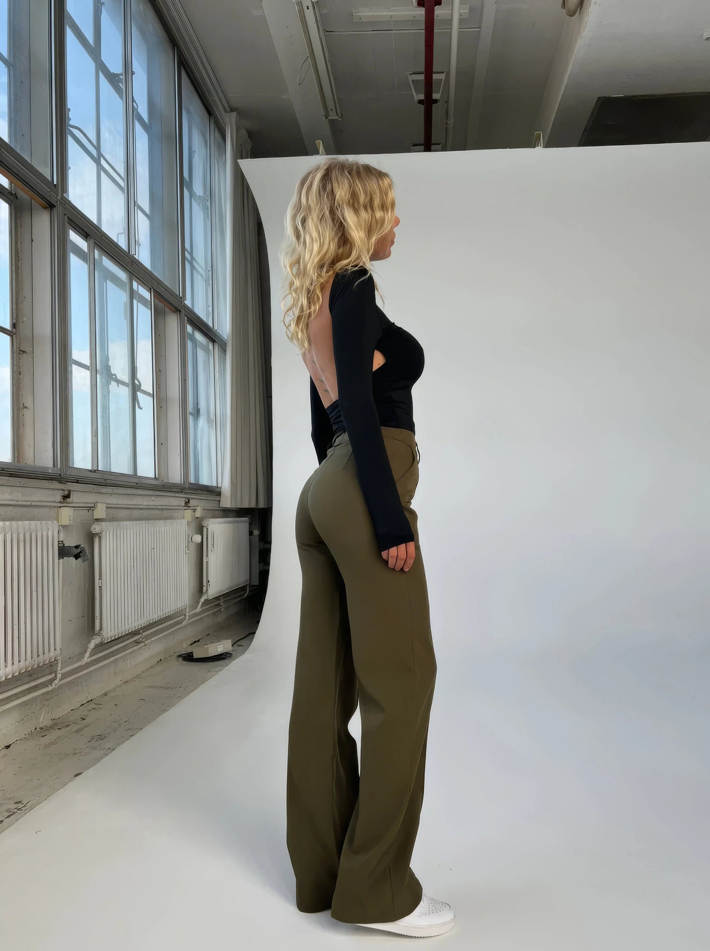 Dames Flared Pantalon Hoge Taille Persvouw