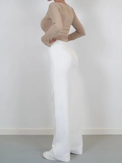 Dames Flared Pantalon Hoge Taille Persvouw