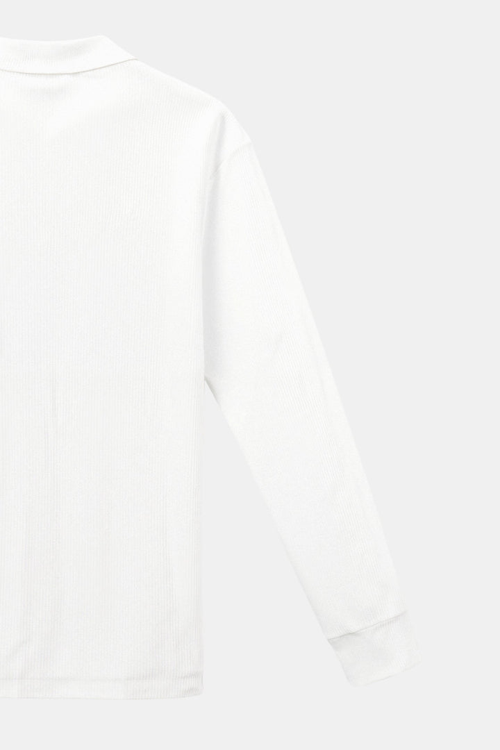 Dames Gebreide Polo Trui Fitted Lange Mouw