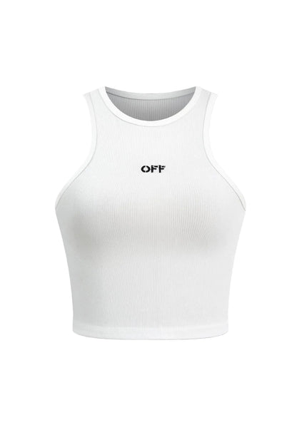 Dames Geribbelde Crop Top Racerback Mouwloos