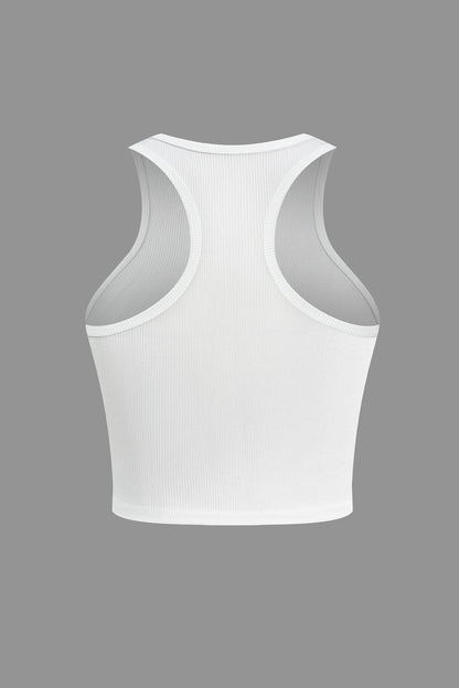Dames Geribbelde Crop Top Racerback Mouwloos