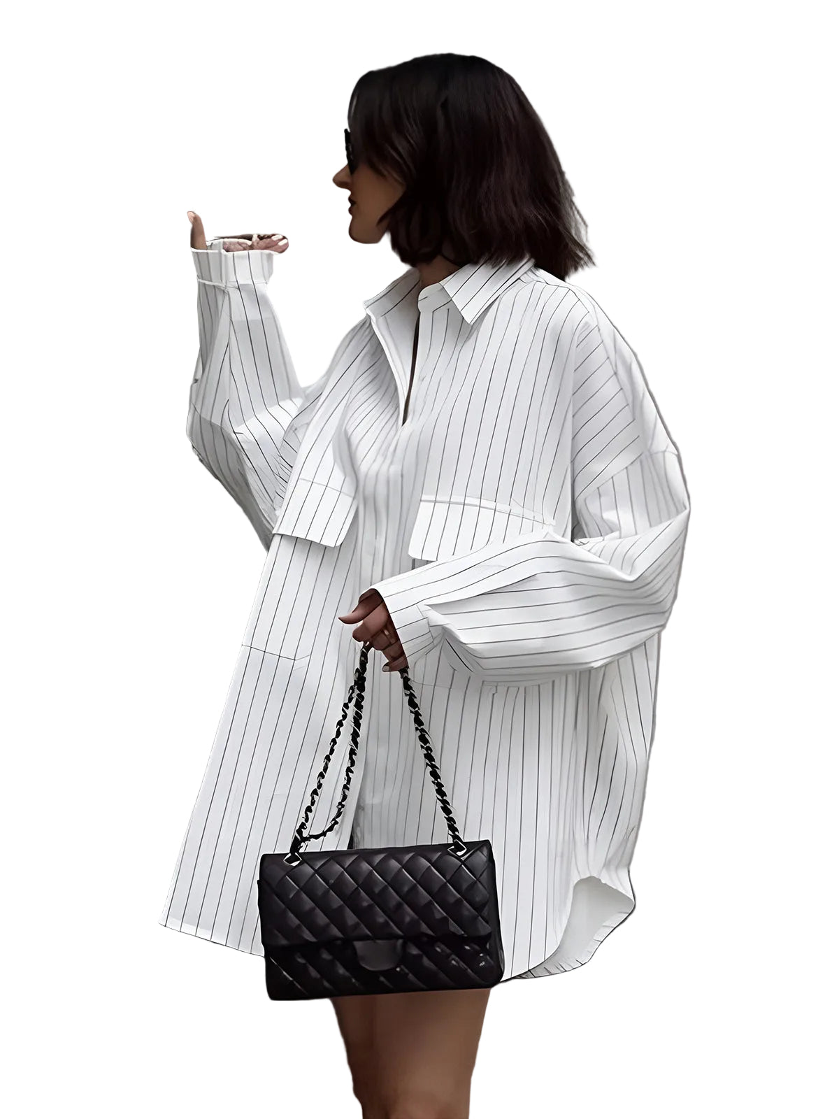 Dames Gestreepte Oversized Overhemdjurk