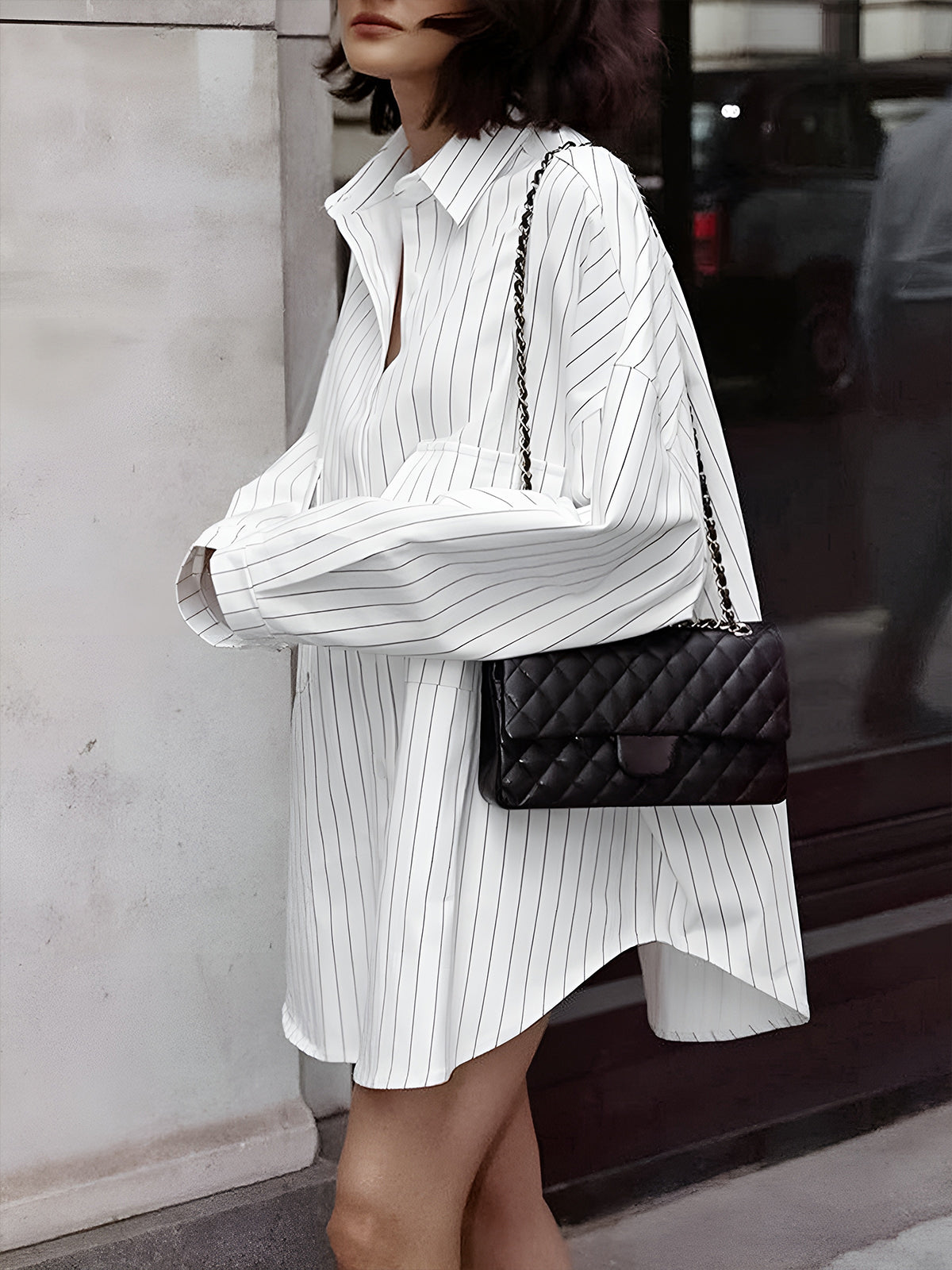 Dames Gestreepte Oversized Overhemdjurk