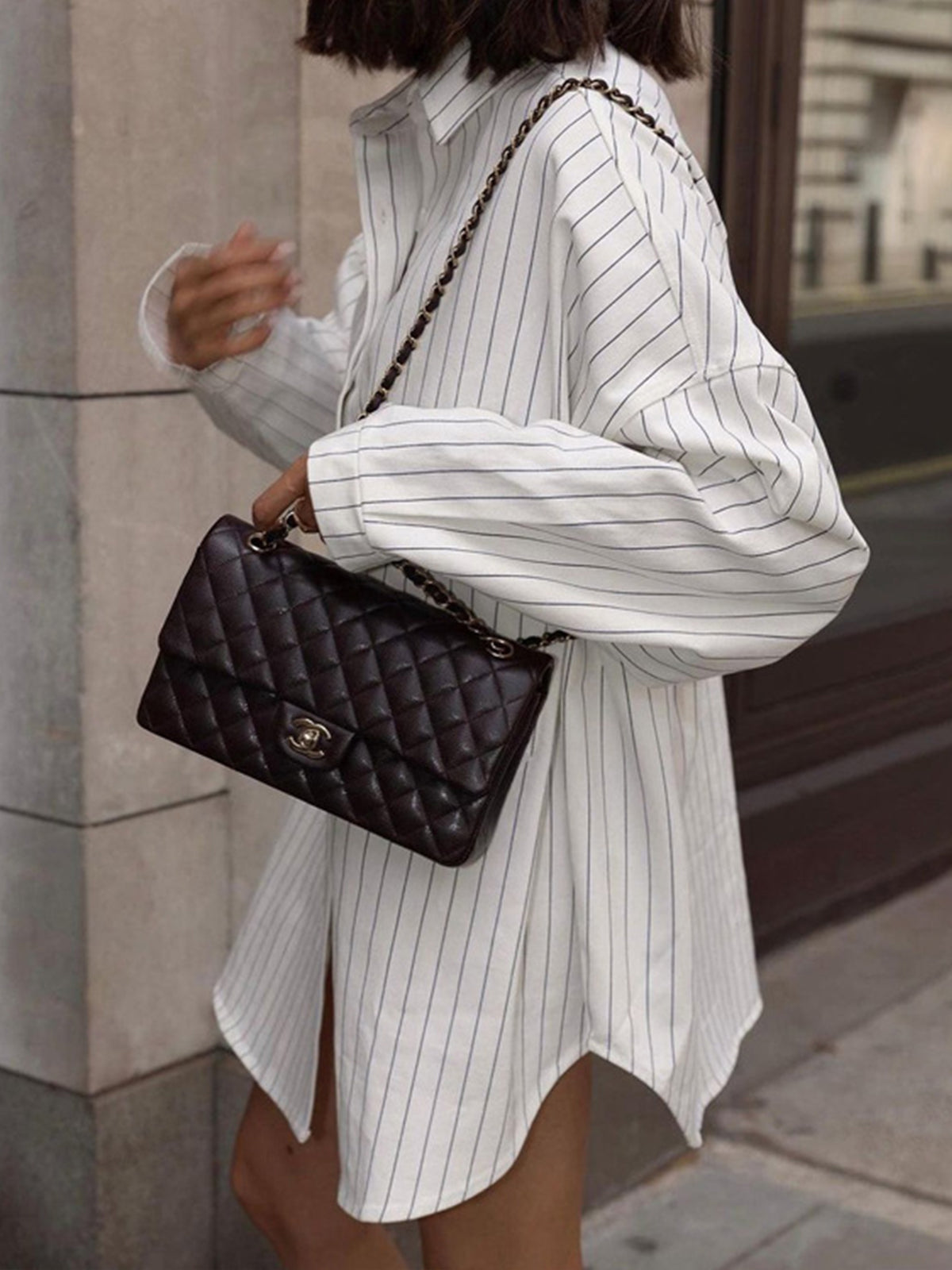 Dames Gestreepte Oversized Overhemdjurk