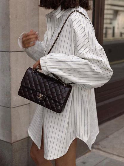 Dames Gestreepte Oversized Overhemdjurk