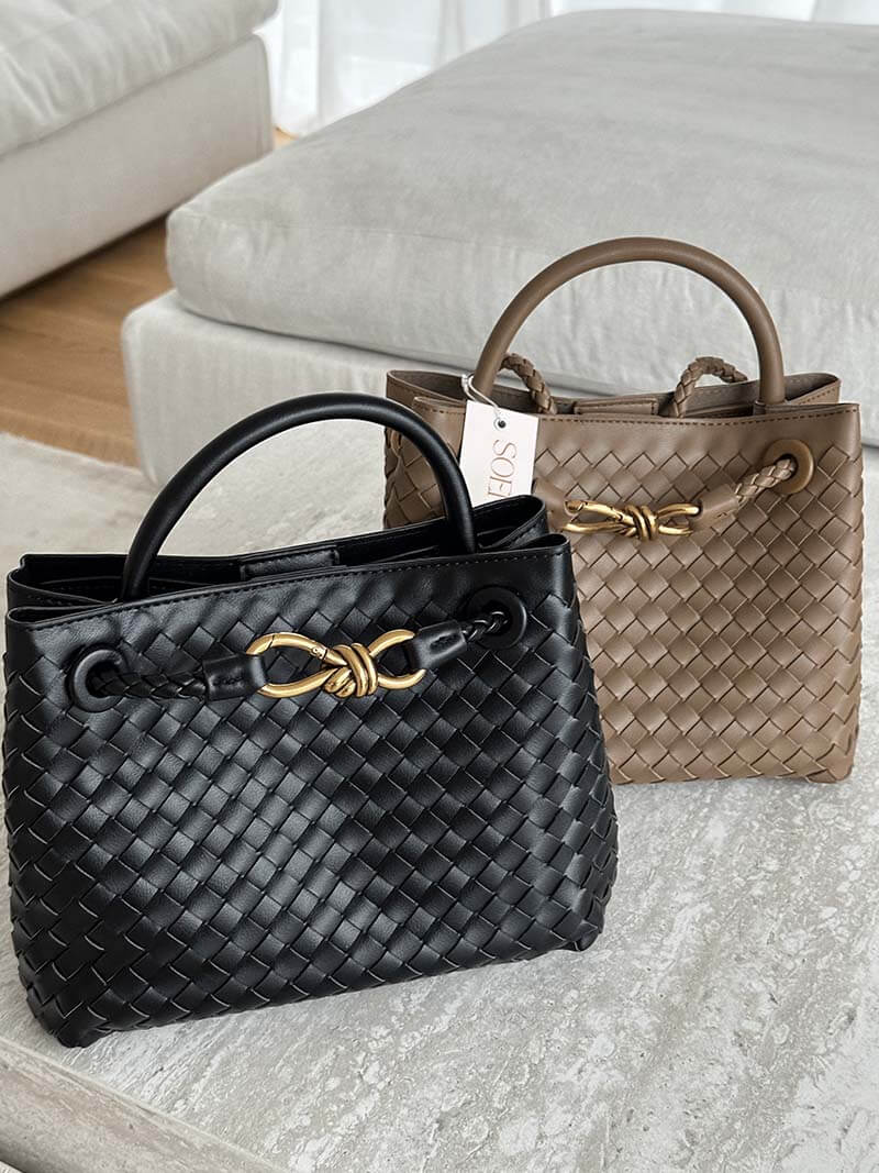 Dames Gevlochten Tote Handtas met Handvatten