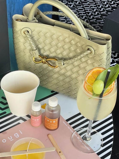 Dames Gevlochten Tote Handtas met Handvatten
