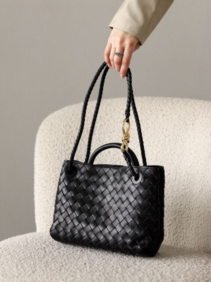 Dames Gevlochten Tote Handtas met Handvatten