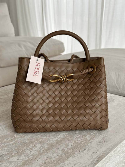 Dames Gevlochten Tote Handtas met Handvatten