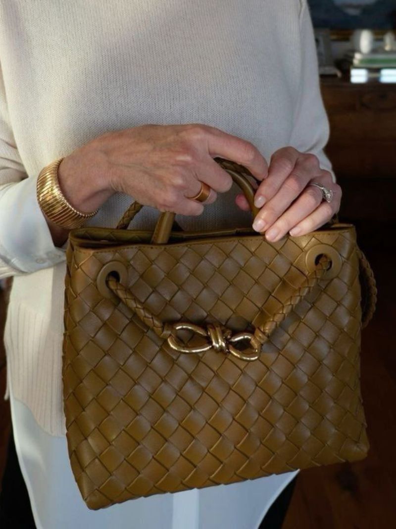 Dames Gevlochten Tote Handtas met Handvatten