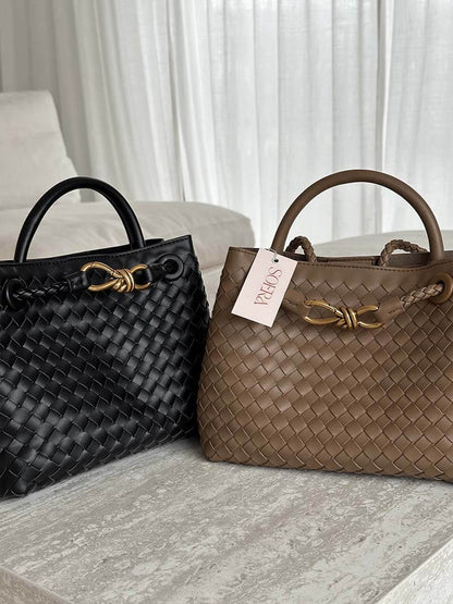 Dames Gevlochten Tote Handtas met Handvatten