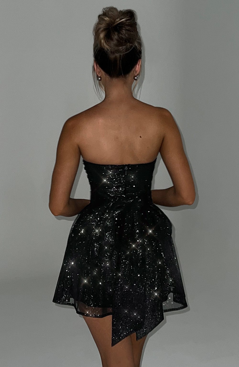 Dames Glitter Strapless Feestjurk A-Lijn
