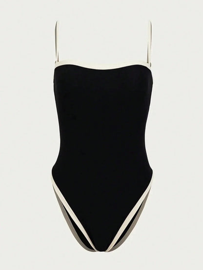 Dames High Cut Badpak Square Neck Contrast