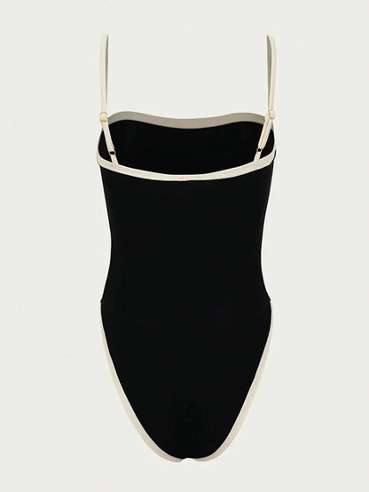Dames High Cut Badpak Square Neck Contrast