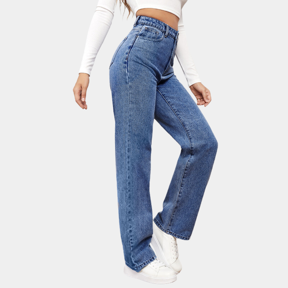 Dames High Waist Wide Leg Jeans