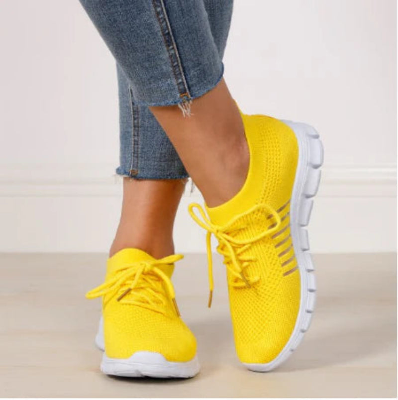 Dames Knit Sneakers Slip On Low Profile