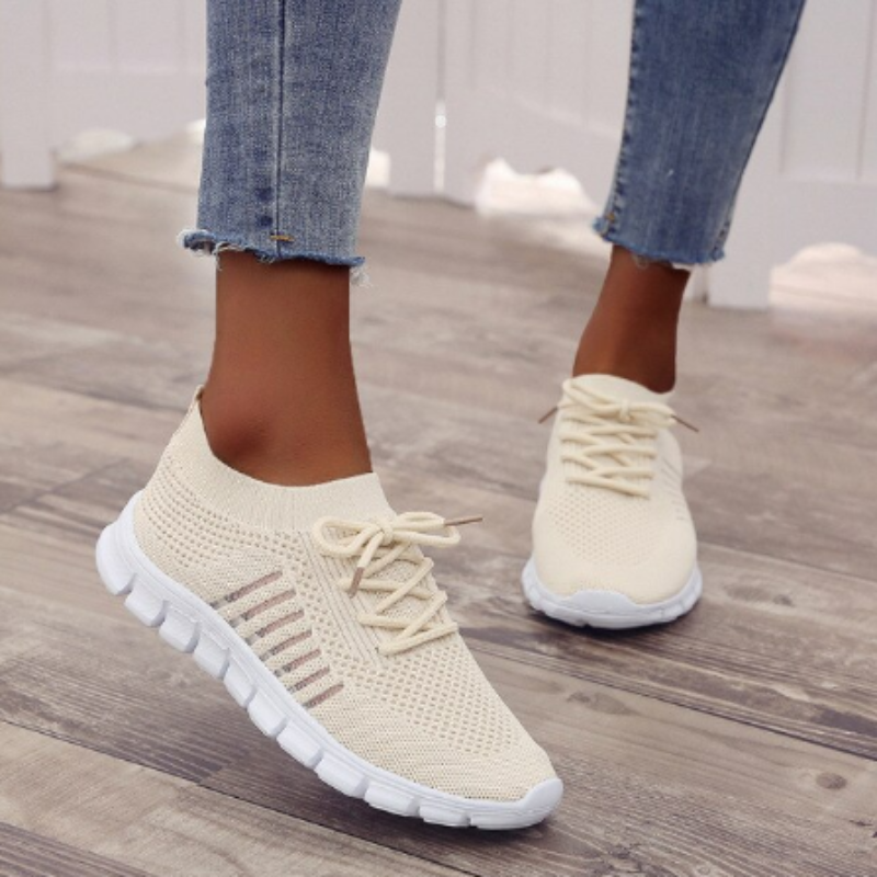 Dames Knit Sneakers Slip On Low Profile