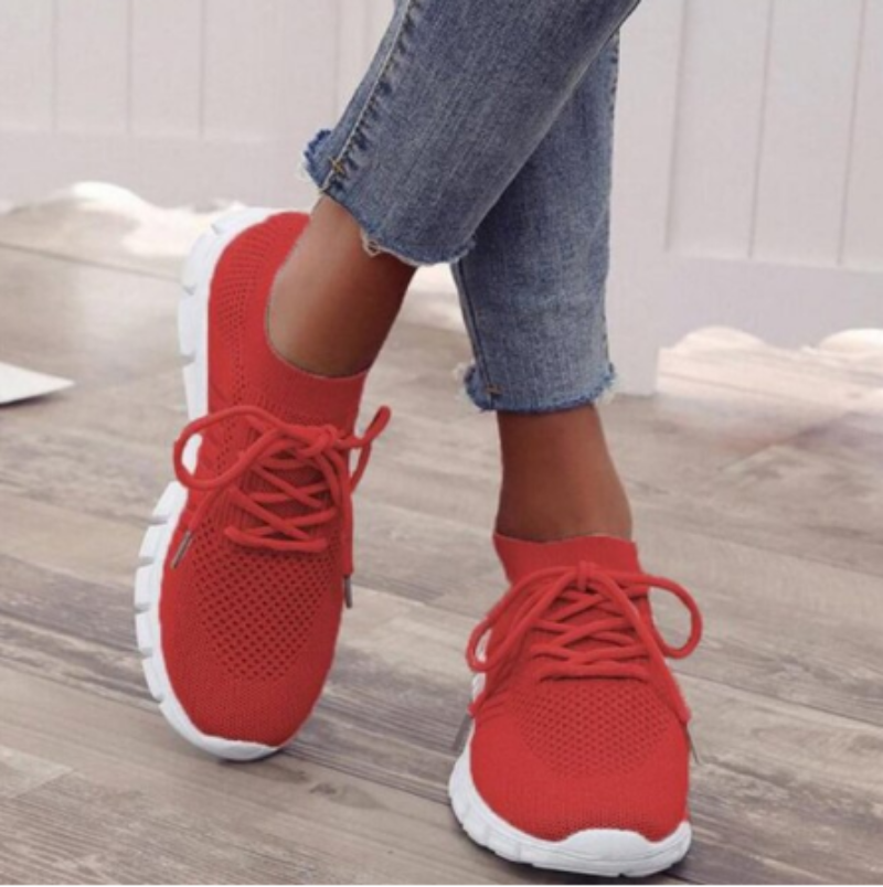Dames Knit Sneakers Slip On Low Profile