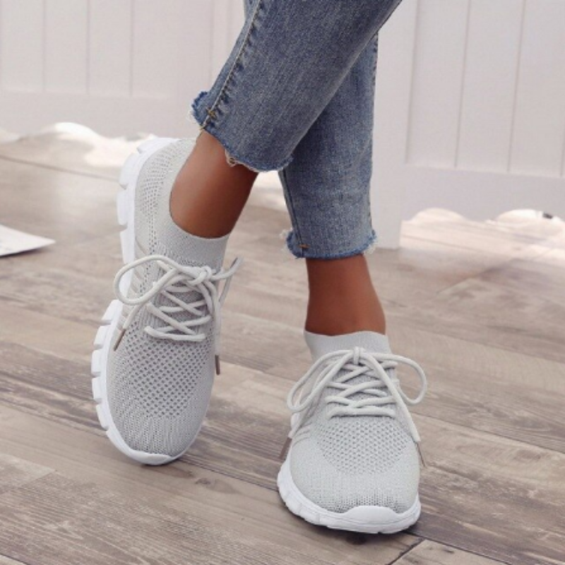 Dames Knit Sneakers Slip On Low Profile