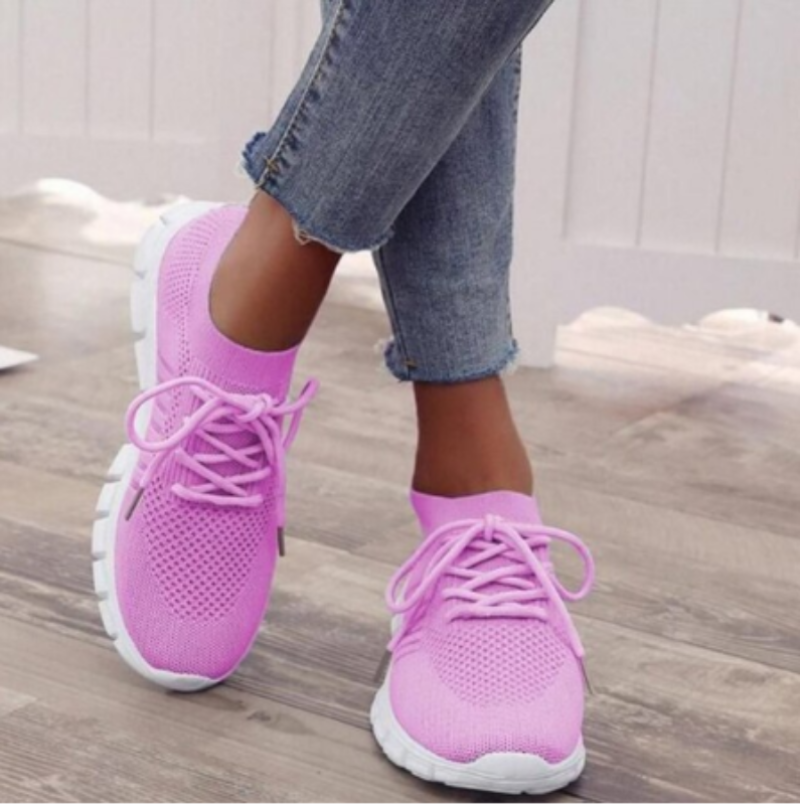 Dames Knit Sneakers Slip On Low Profile