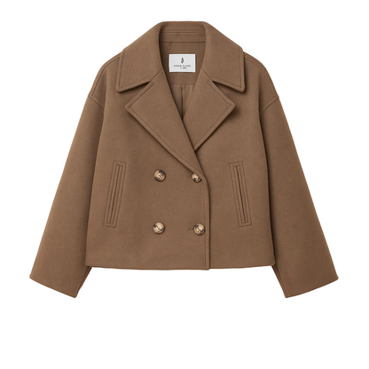 Dames Korte Double Breasted Jas Peacoat