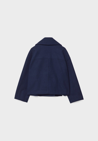 Dames Korte Double Breasted Jas Peacoat