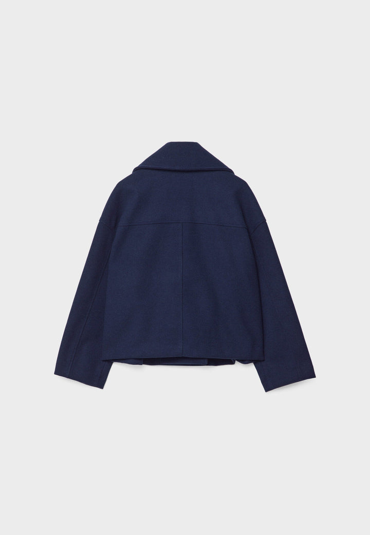 Dames Korte Double Breasted Jas Peacoat