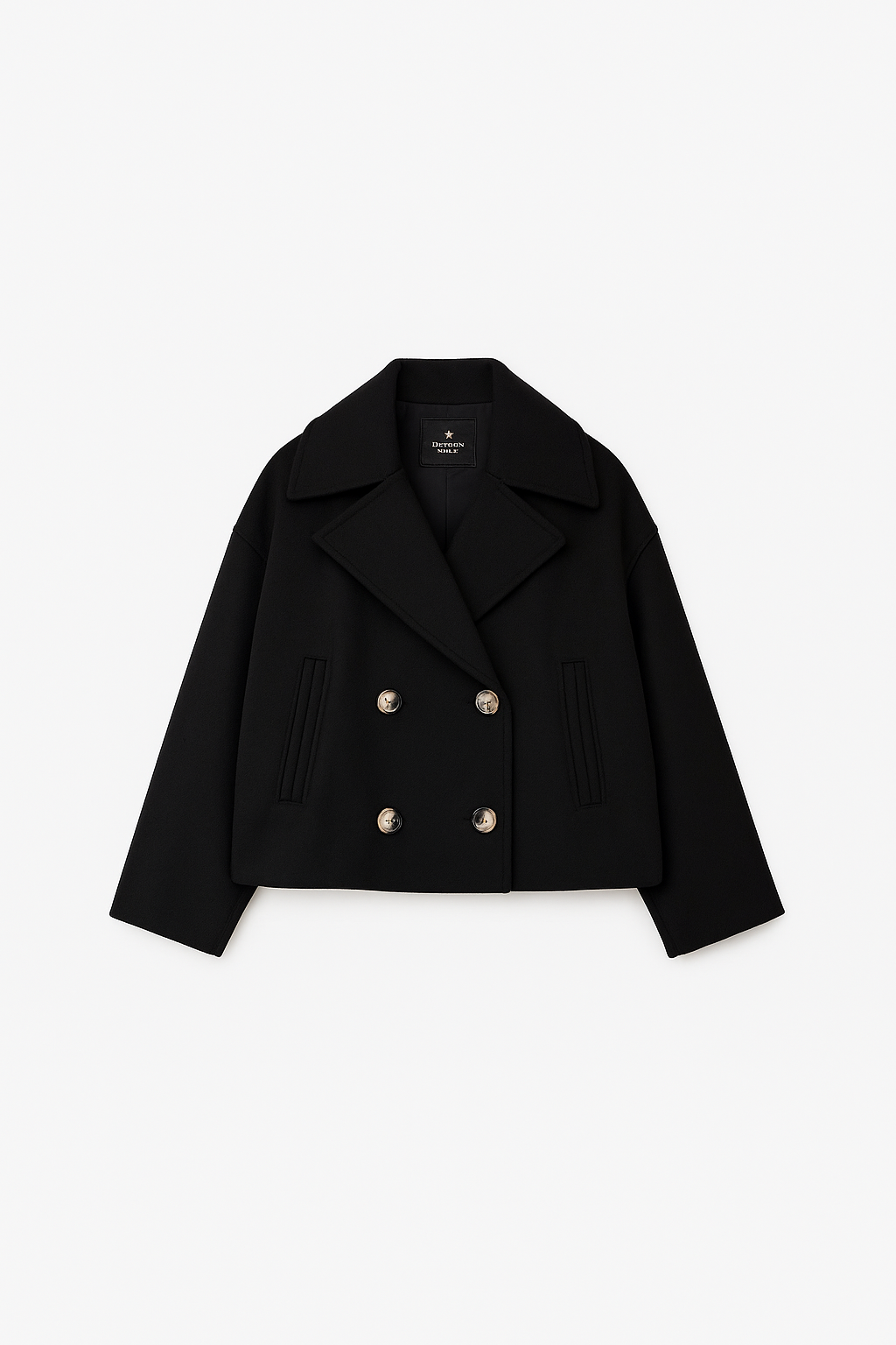 Dames Korte Double Breasted Jas Peacoat