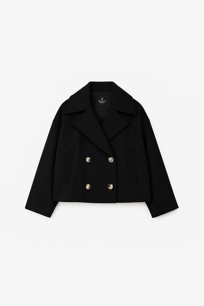Dames Korte Double Breasted Jas Peacoat