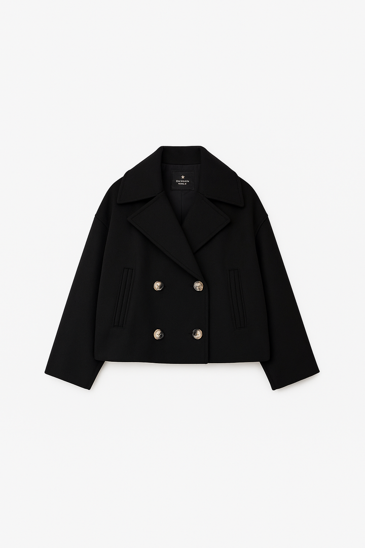 Dames Korte Double Breasted Jas Peacoat