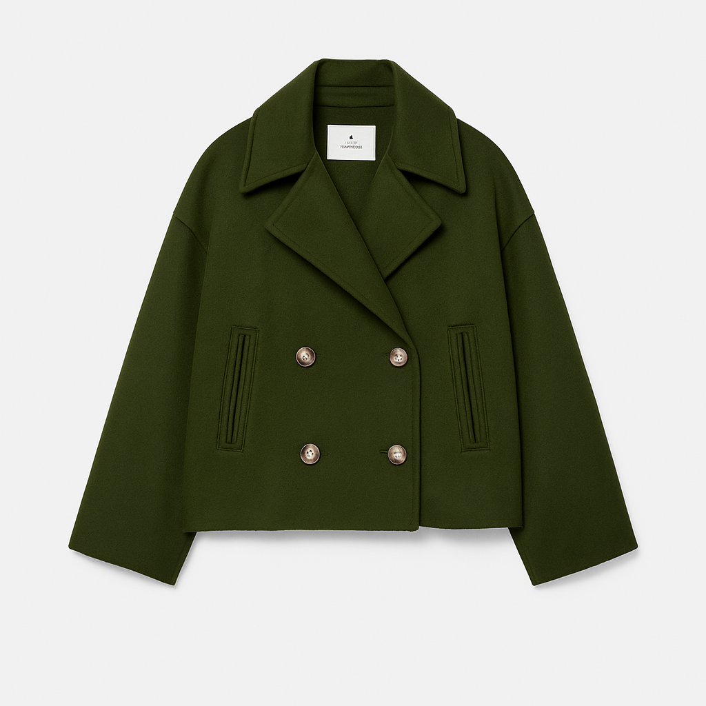 Dames Korte Double Breasted Jas Peacoat