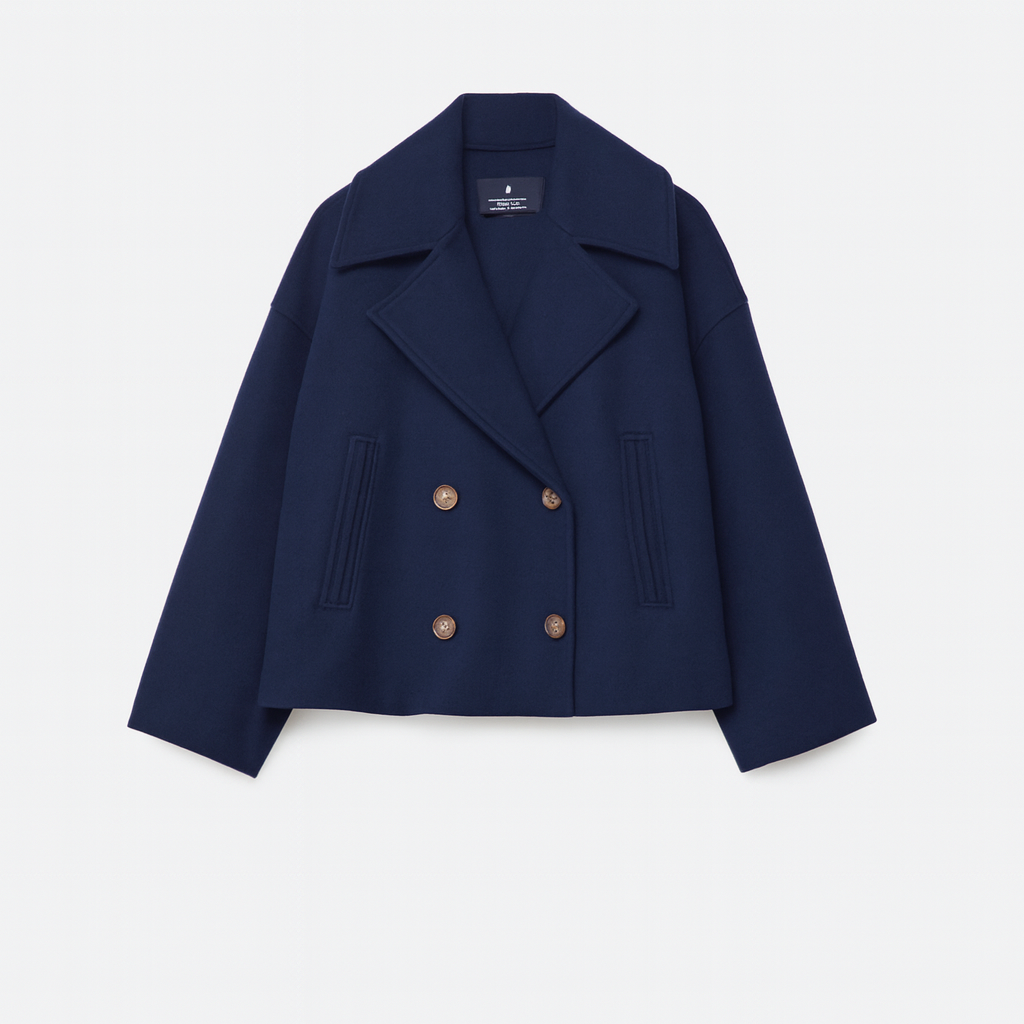 Dames Korte Double Breasted Jas Peacoat