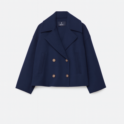 Dames Korte Double Breasted Jas Peacoat
