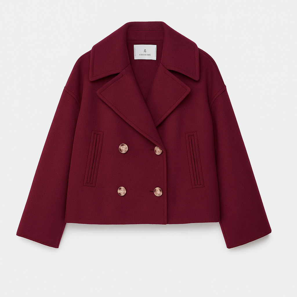 Dames Korte Double Breasted Jas Peacoat